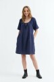 Vestido fluido de gasa AZUL MARINO