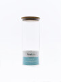 FRASCO VIDRIO TAPA BAMBOO TRANSPARENTE