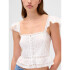 FLTR SLV SQ NK PEPLUM TOP NEW OFF WHITE