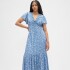 V-SS VNK RUCHED MAXI LIGHT BLUE FLORAL