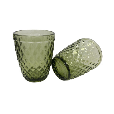 Vaso Vidrio con Relieve 260 ml VERDE