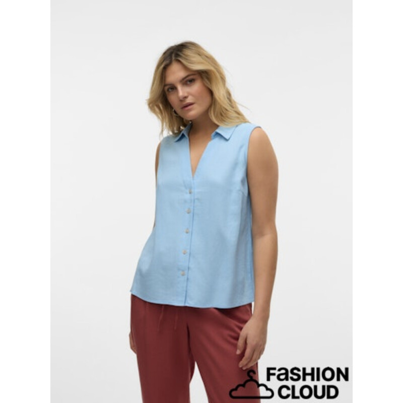 VMMYMILO SL V-NECK SHIRT WVN GA Airy Blue