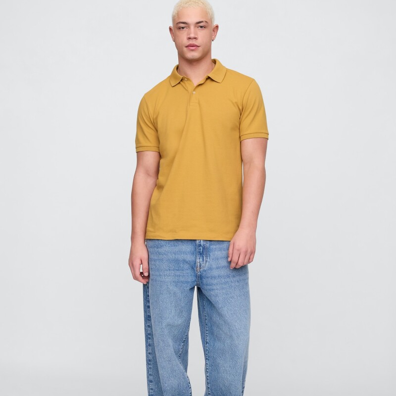 V-STRETCH PIQUE POLO - SOLID HONEY IM HOME
