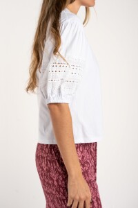 Remera Algodón Combinada Blanco