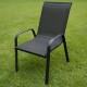 Silla De Jardín De Metal Y Textilina Apilable con Apoyabrazos NEGRO