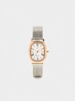 Reloj De Malla Metálica De Acero Inoxidable bicolor