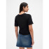 SS LINEN POINTELLE TOP BLACK