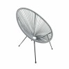 Silla Simil Rattan Ovalada Gris
