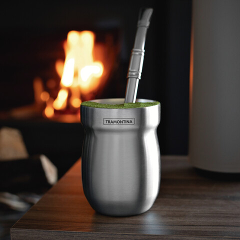 Mate plateado en acero inoxidable 240ml -TRAMONTINA TF1489