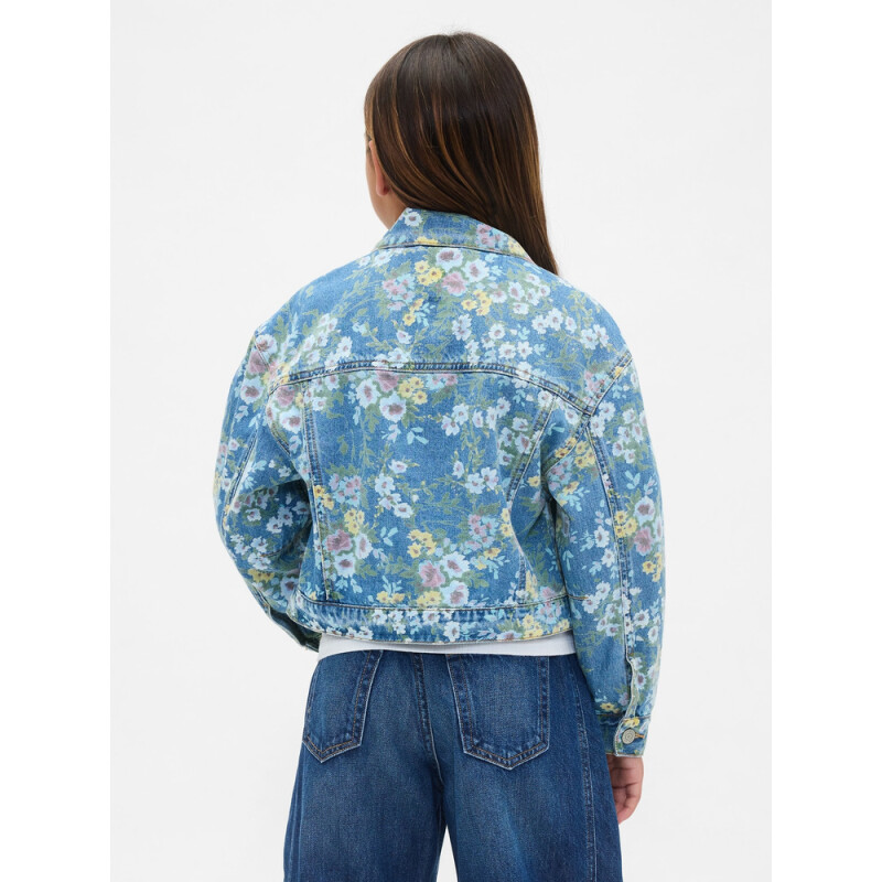 BALLOON SLV DNM JKT - FLORAL MEDIUM WASH