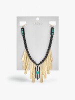 Collar Corto Con Cuentas Y Barras negro
