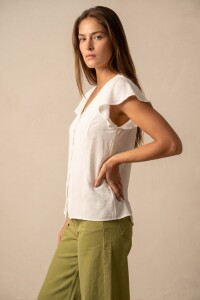 Blusa Escote V Nacar