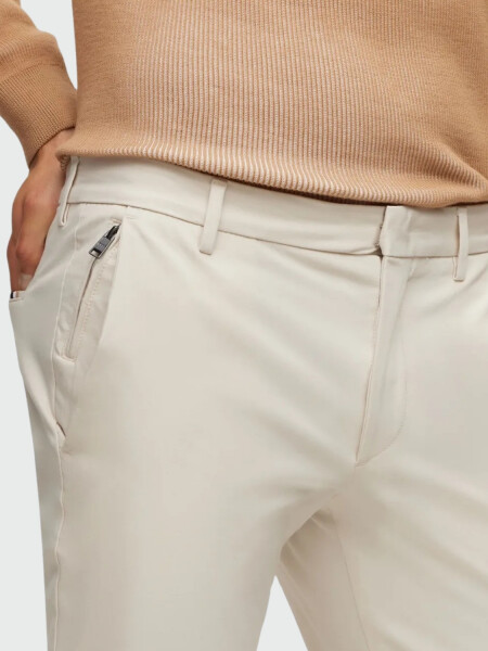 BOSS - Pantalón Slim Fit Blanco Abierto