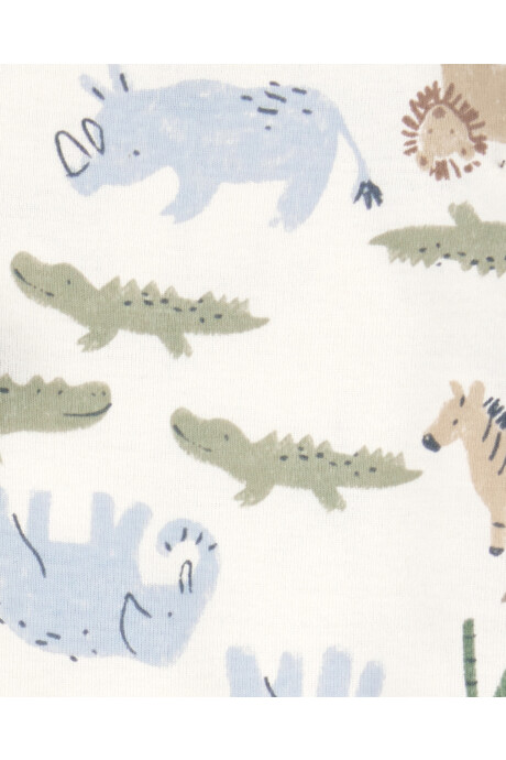 Set tres piezas de algodón, pantalón y dos bodies, diseño caimán Sin color