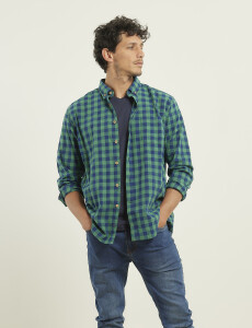 012399 CAMISA HARRINGTON LABEL Verde/azul Oscuro