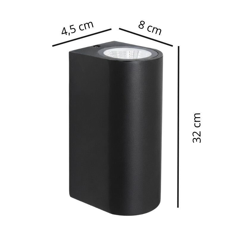 ARTEFACTO EXTERIOR ASTI PARA ADORSAR EN PARED BIDIRECCIONAL 12W Artefacto Exterior LED Asti Para Adorsar Bidireccional 12W Negro