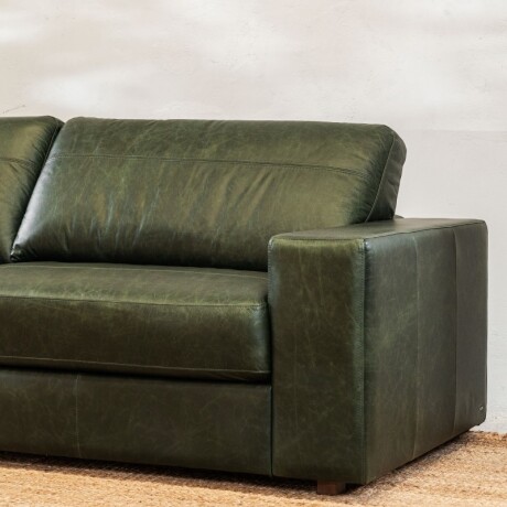 Sillón Cuero Octavio 3 Cuerpos Verde Verde