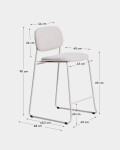 Taburete apilable Meli de chenilla beige y patas de metal beige 65 cm Taburete apilable Meli de chenilla beige y patas de metal beige 65 cm