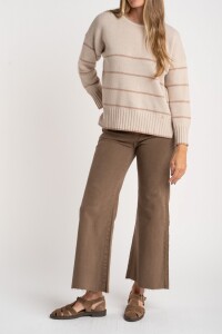 Sweater Rayado Lana Beige Melange