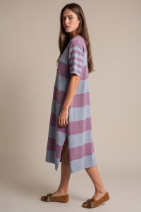 Vestido Tejido A Rayas Lavanda