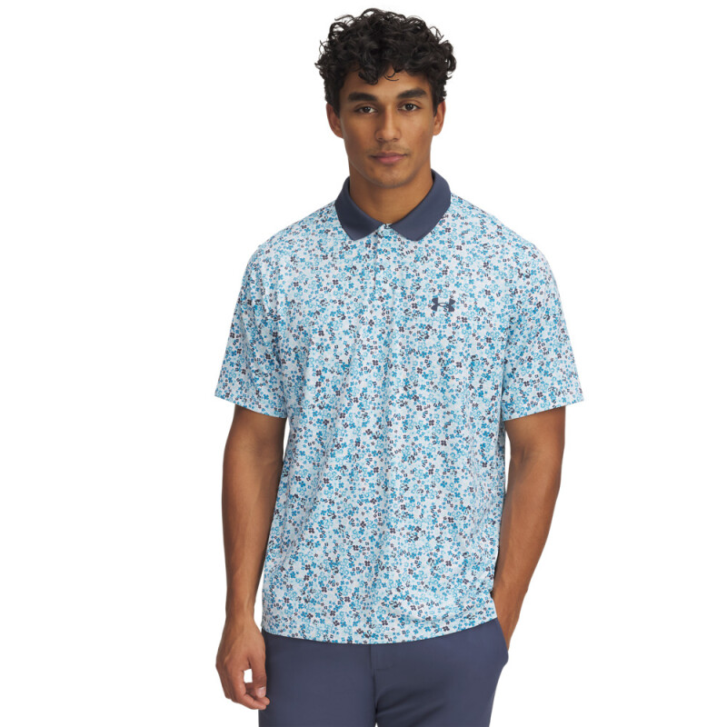 UA Matchplay Printed Polo-BLU WHT-108