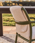 Silla apilable de exterior Linosa de aluminio verde con cojín beige Silla apilable de exterior Linosa de aluminio verde con cojín beige