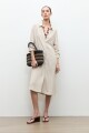Vestido lino camisero beige melange