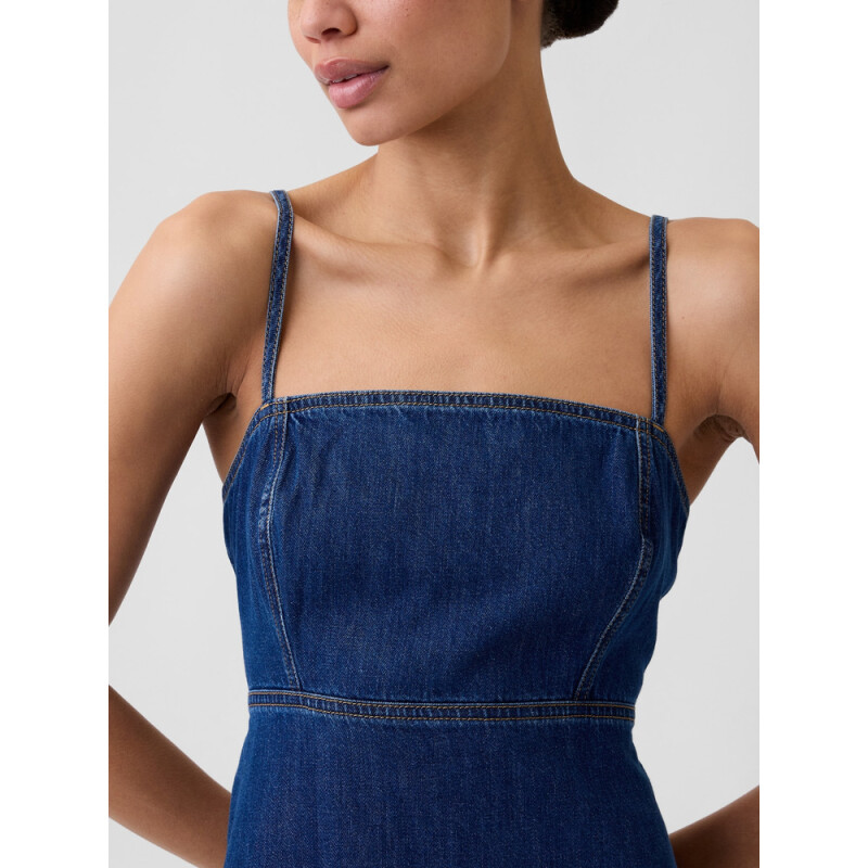 V-JUNE DENIM SL DRESS - MINI MEDIUM WASH