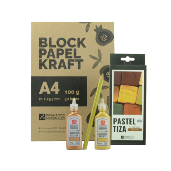 Kit Block Kraft + Pastel Tiza Tonos Tierra Única