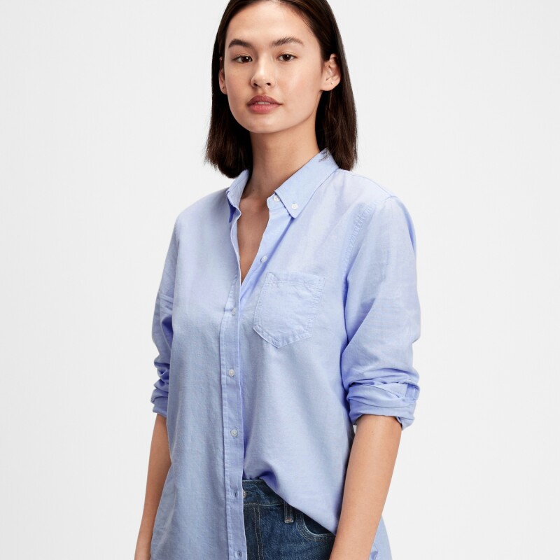 V-FRCH FITTED OXFORD Light Blue