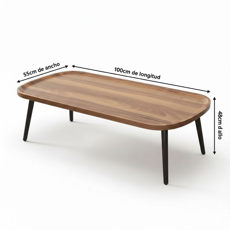 Mesa de Centro Ovalada de Madera y Metal Mesa de Centro Ovalada de Madera y Metal