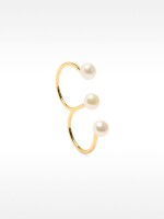 Anillo Doble Con Perlas De Agua Dulce - Plata De Ley 925 dorado