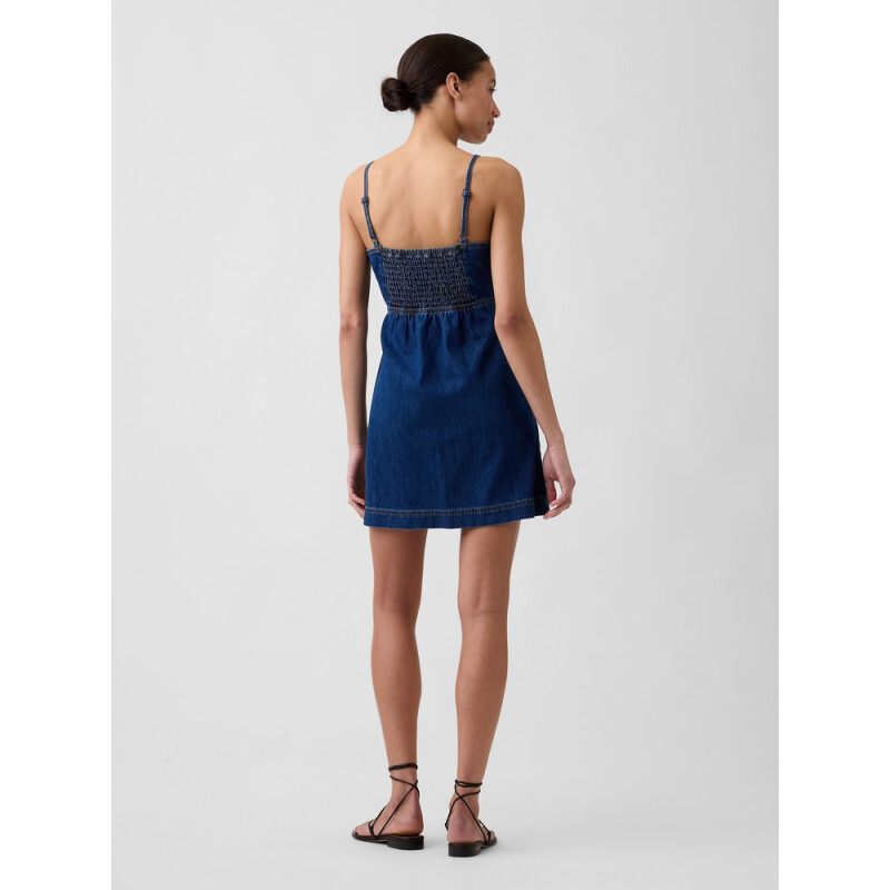 V-JUNE DENIM SL DRESS - MINI MEDIUM WASH