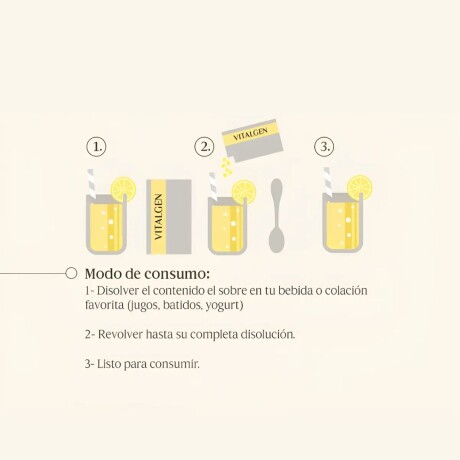 Colágeno Hidrolizado Suplemento Nutricional en Sobres 15 Porciones VITALGEN Limonada