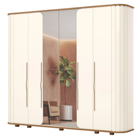 ROPERO PREMIUM 6 PUERTAS 6 CAJONES INTERNOS CON ESPEJO GUARDARROPA CLOSET ARMARIO OFF WHITE