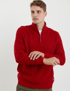 470587 SWEATER PUNTO MEDIO CIERRE HARRY Rojo