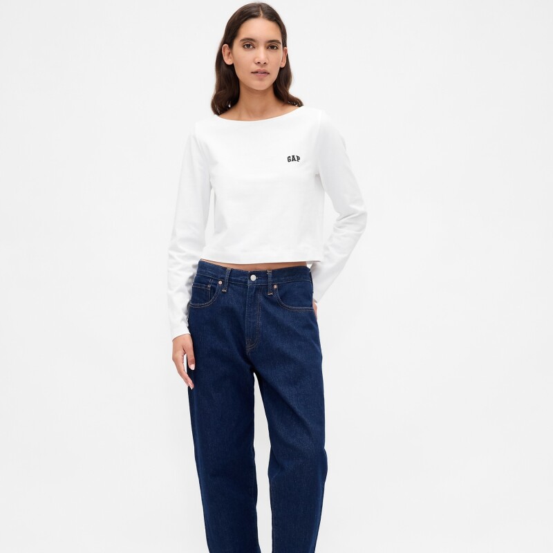 INTL LS CROPPED BOAT TEE FRESH WHITE