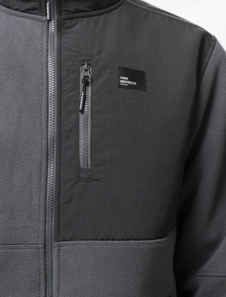 Campera Polar Combinada New26 Gris/Negro
