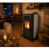 Calefactor Selma a pellet WiFi - con Kit de techo 10kW Blanco
