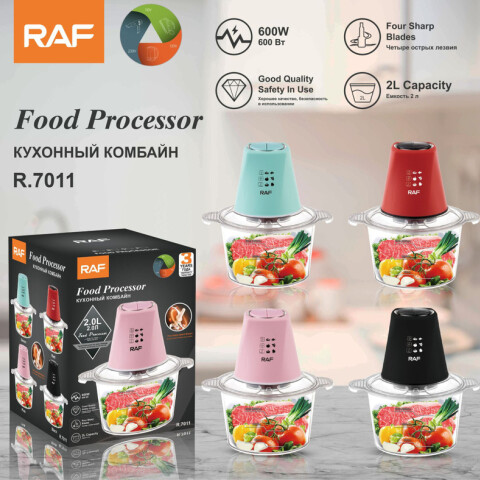 Procesadora De Alimentos 2 Litros RAF R.7011 600w 2 Velocidades Negro