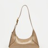 Cartera al hombro Windsor en cuero arrugado Taupe