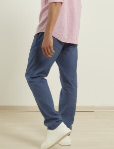 080677 PANTALON DE LINO HARRY Azul