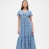 V-SS VNK RUCHED MAXI LIGHT BLUE FLORAL