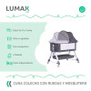 Cuna Colecho Moises con Ruedas y Mosquitero Bebe Gris oscuro