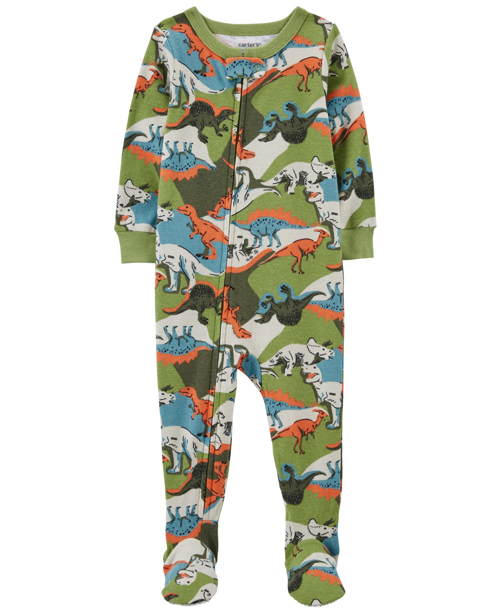 Pijama una pieza de algodón con pie, diseño dinos Sin color