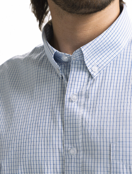 Camisa Manga Corta a Cuadros AZUL/ FANTASIA 8