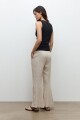 Pantalon lino cortes y godets beige melange