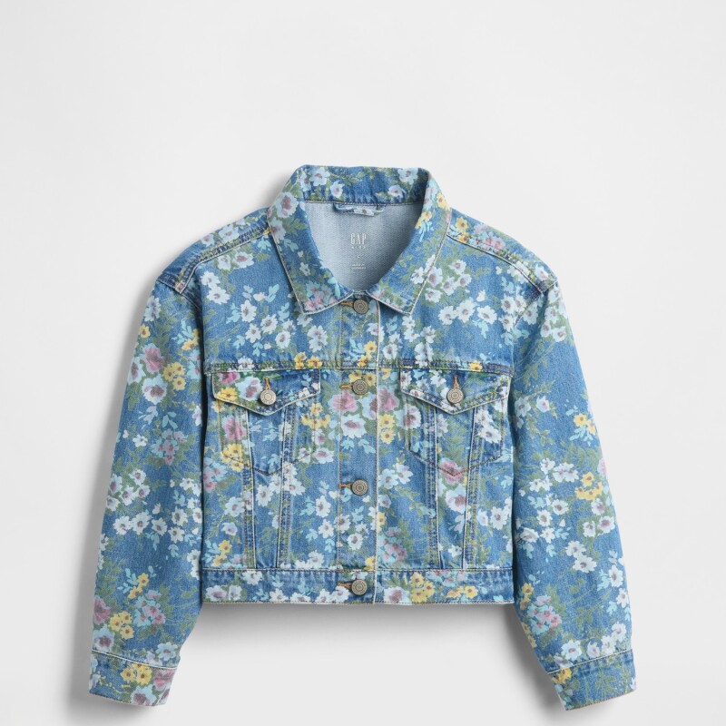 BALLOON SLV DNM JKT - FLORAL MEDIUM WASH