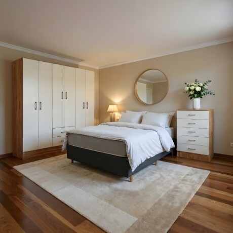 COMBO DORMITORIO COMPLETO: ROPERO + CÓMODA + BASE Y COLCHÓN DE REGALO COMBO DORMITORIO COMPLETO: ROPERO + CÓMODA + BASE Y COLCHÓN DE REGALO