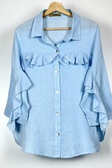 CAMISA LINO VOLADOS ALBA CELESTE